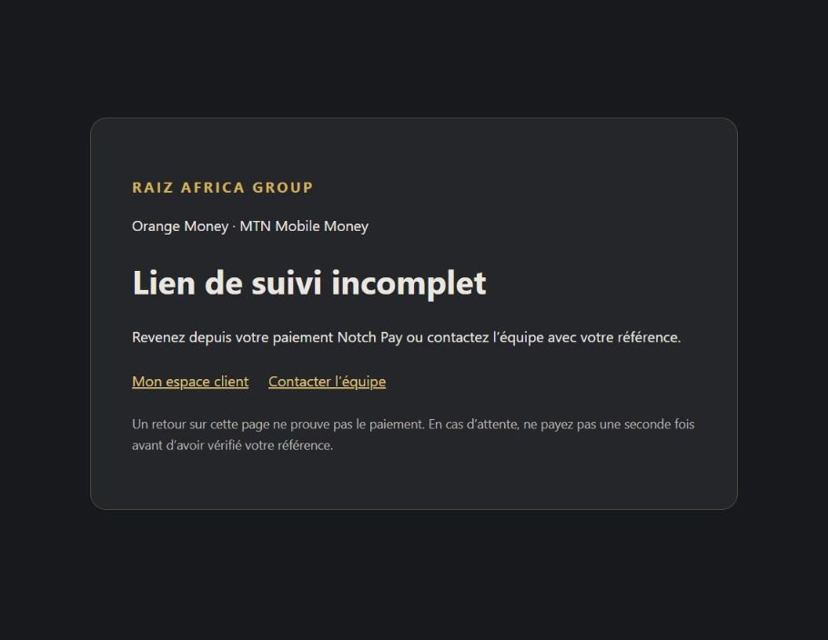 Dépannage — un lien incomplet ne confirme pas un paiement ; contacter le support